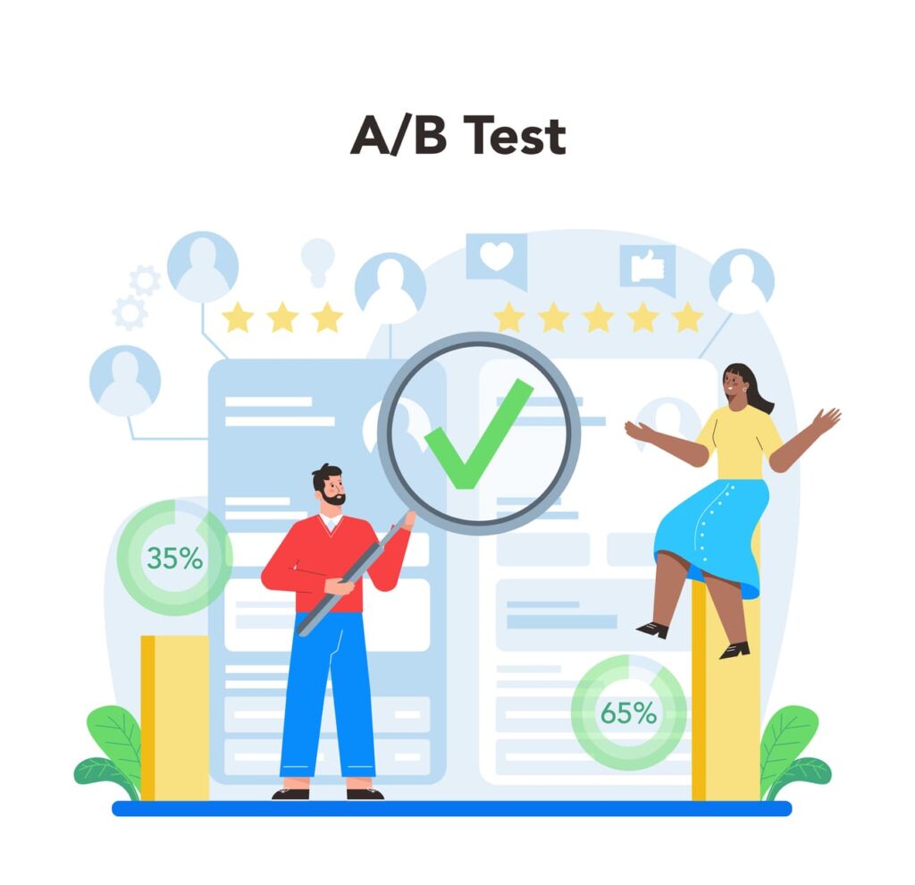 Imagem na Seção "Teste A/B" do Artigo "O que é Marketing Digital" - Ilustração de Teste A/B