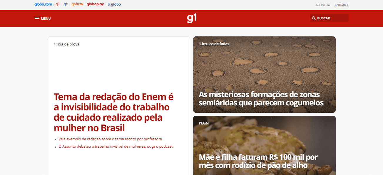 Portal de Notícias Exemplo - G1.com da Rede Globo