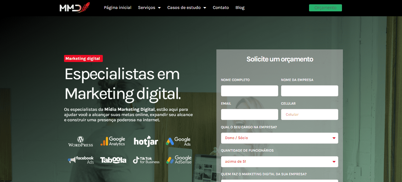 Website Institucional da Mídia Marketing Digital